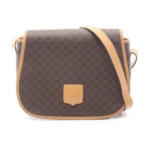 Celine Macadam Shoulder Bag Canvas Leather Brown